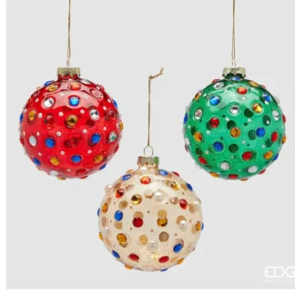 EDG Vianočná ozdoba – guľa „Super Gemme“ 3 varianty, priemer 10 cm, multicolor