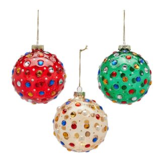 EDG Vianočná ozdoba – guľa „Super Gemme“ 3 varianty, priemer 10 cm, multicolor
