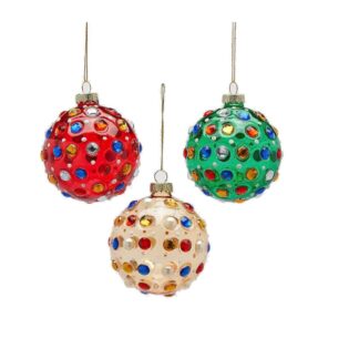 EDG Vianočná ozdoba – guľa „Super Gemme“ 3 varianty, priemer 8 cm, multicolor