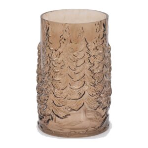 EDG Sklenená váza Pini (stromčeky), valec – hnedá, v. 25 cm, Ø 15 cm