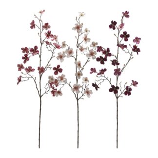 EDG Dekorácia – Vetvička „Cornus Velluto“ s listami, 1 ks, výška 90 cm, pink mix